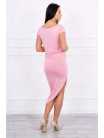 Asymetrické šaty pudrově růžové
