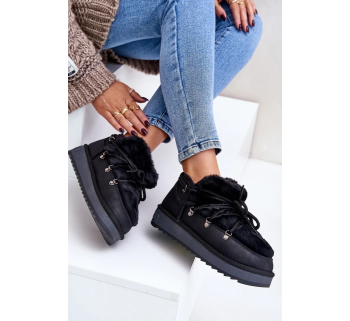 Nízké Sněhové Boty Na Platformě S Kožíškem Černé model 21677071 - D.Franklin