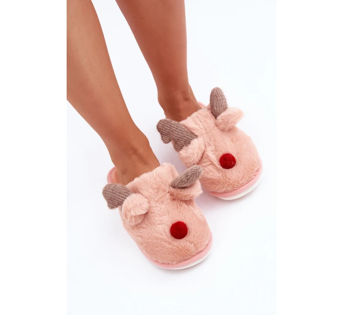 Dámské Plyšové Pantofle S Motivem Sobů Růžové Sennalith Dámské Plyšové Pantofle S Motivem Sobů Růžové Sennalith