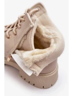 Dámské zateplené kozačky na zip Béžová Gremiva Dámské zateplené kozačky na zip Béžová Gremiva