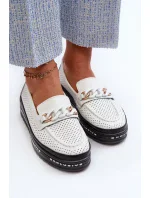 Dámské Kožené mokasíny Na Platformě S řetízkem S.Barski bílá