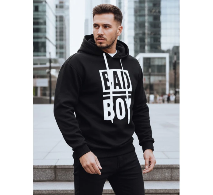 Pánská mikina s kapucí černá FashionStreet BX5925 Pánská mikina s kapucí černá FashionStreet BX5925