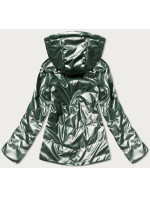 Oboustranná zelená dámská bunda s kapucí (B9793-10)