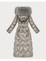 Klasický béžový prošívaný kabát s kapucí Minority (T3-2620#-62) Klasický béžový prošívaný kabát s kapucí Minority (T3-2620#-62)