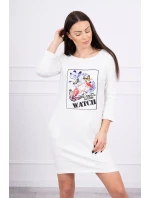 Šaty s grafikou 3D Watch ecru