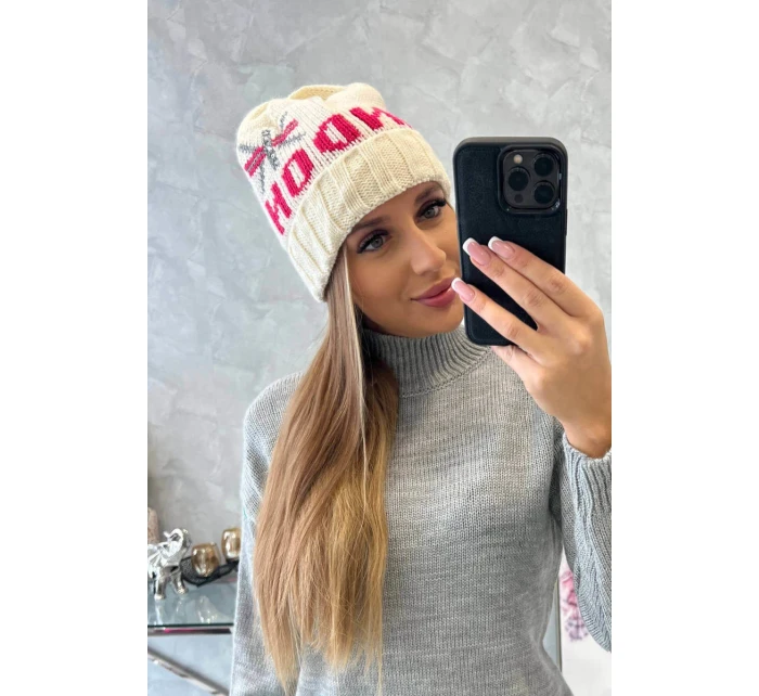 Dámská čepice London model 18752269 ecru - K-Fashion Dámská čepice London model 18752269 ecru - K-Fashion