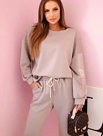 Komplet teplákové + kalhoty máslová látka tmavě béžová