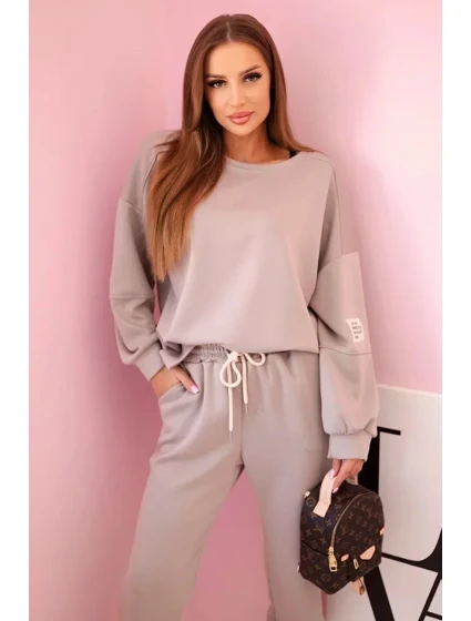 Komplet teplákové + kalhoty máslová látka tmavě béžová Komplet teplákové + kalhoty máslová látka tmavě béžová