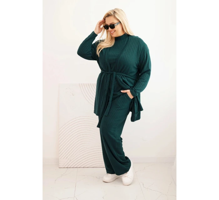 Dámský komplet Plus Size model 21399776 tmavě zelený - K-Fashion Dámský komplet Plus Size model 21399776 tmavě zelený - K-Fashion