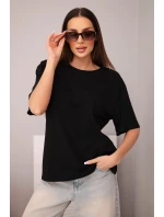 Dámská bavlněná základní halenka s krátkým rukávem černá