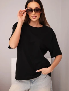 Dámská bavlněná základní halenka s krátkým rukávem černá