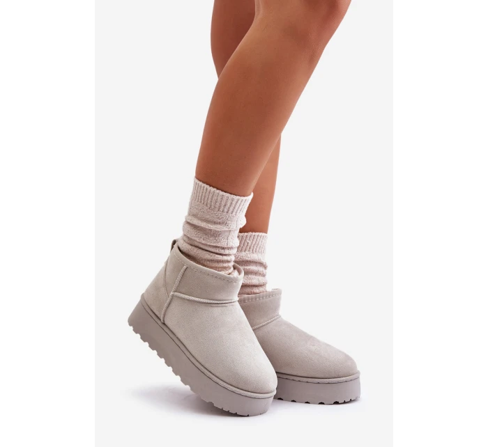 Dámské Sněhule Na Platformě Zateplené Kožíškem Světle Šedé Xamella