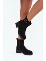 Zateplené dámské kotníkové boty na nízkém podpatku s přezkou Černé Helvina Zateplené dámské kotníkové boty na nízkém podpatku s přezkou Černé Helvina