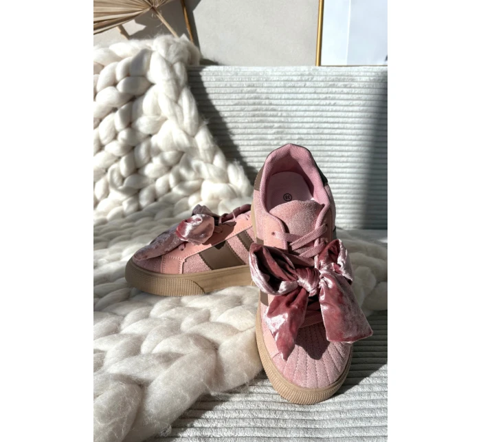 Dámské tenisky s mašlí růžové model 21710139 - Boto Dámské tenisky s mašlí růžové model 21710139 - Boto