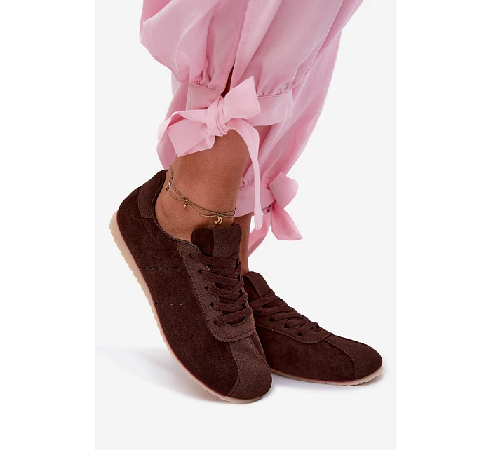 Dámské tenisky z eko semiše nízké čokoládové Melvelin