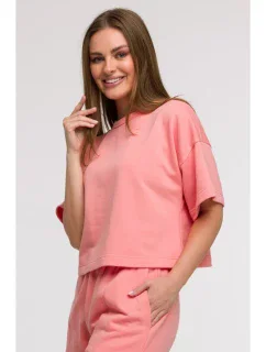 mikina s krátkým rukávem korálová model 21047210 - BeWear