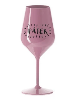 PÁTEK - světle růžová nerozbitná sklenice na víno 470 ml