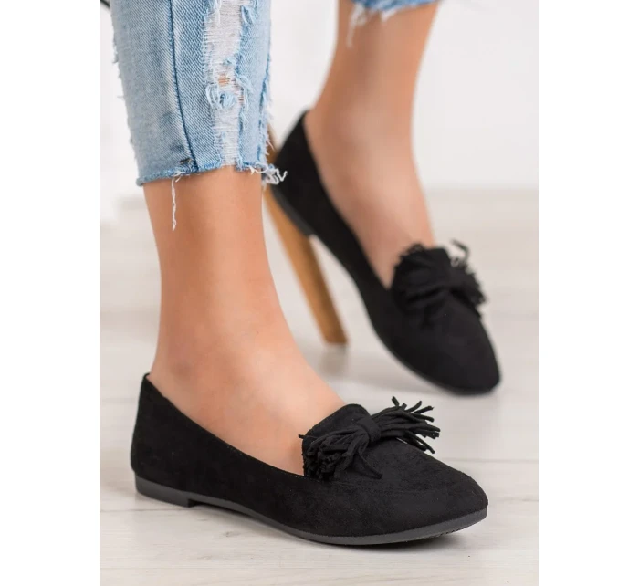 Moderní černé dámské mokasíny bez podpatku Moderní černé dámské mokasíny bez podpatku