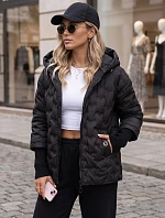 Dámská prošívaná bunda s kapucí, černá, FashionStreet TY5871