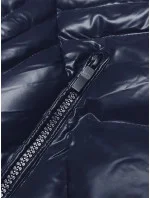 Krátká prošívaná dámská zimní bunda ve švestkové barvě s kapucí J Style (58M23068-4)