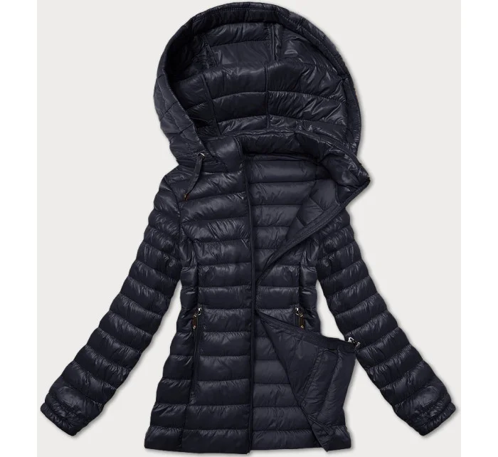 Dámská prošívaná bunda v grafitové barvě s kapucí model 20840763 - J.STYLE