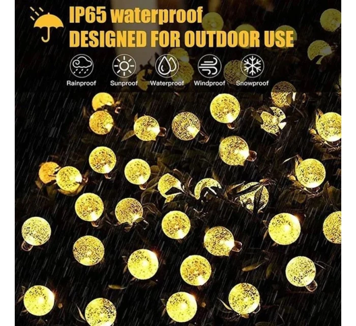 SOLÁRNÍ ZAHRADNÍ SVĚTLO GIRLANDA SOLÁRNÍ ŘETĚZ 4,9 M 40LED TEPLÁ BÍLÁ