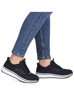 Dámské vysoké boty model 21948533 v tmavě modré barvě - Rieker