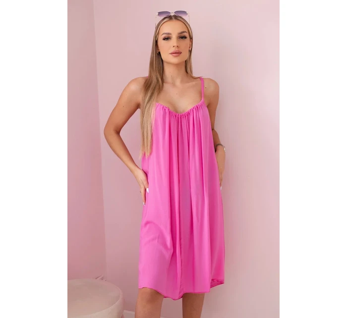 Viskózové šaty na ramínka růžový