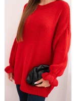 Dámský svetr s příměsí moheru a vlny volného střihu červený