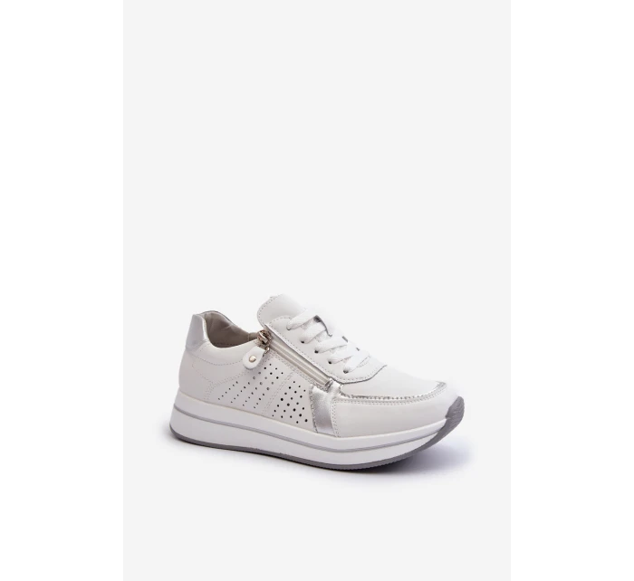 Dámské kožené tenisky na platformě bílé ligustr Dámské kožené tenisky na platformě bílé ligustr