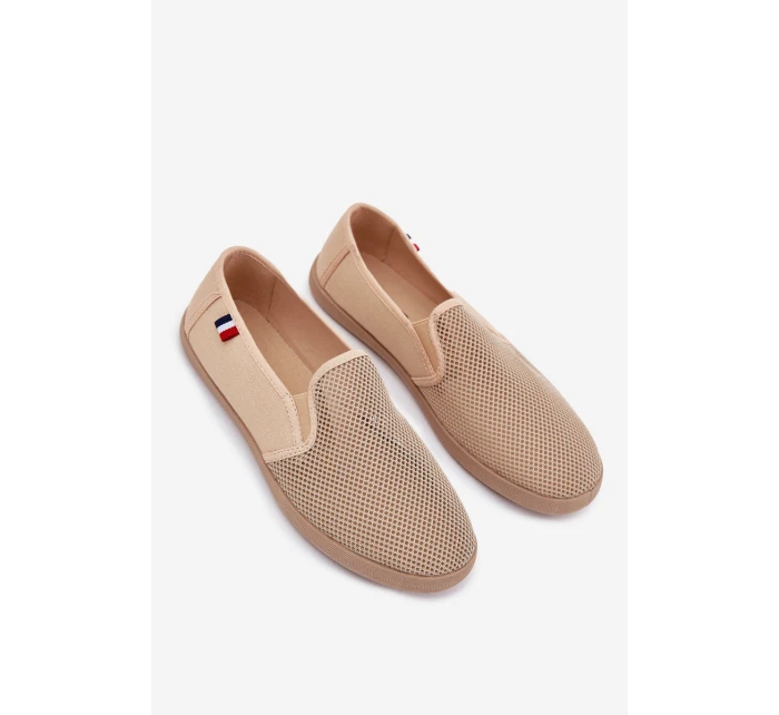 Pánské Děrované Tenisky Béžové Koboru Pánské Děrované Tenisky Béžové Koboru