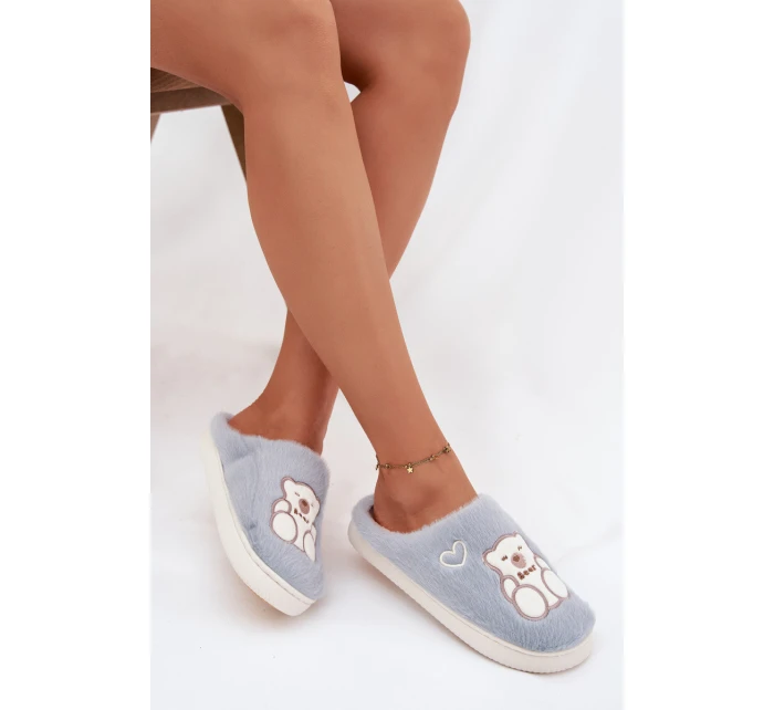 Fotrnné pantofle s medvídkem modré Noralie