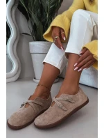 Kožené semišové polobotky Dámské s pásky béžové model 21937593 - Zazoo Kožené semišové polobotky Dámské s pásky béžové model 21937593 - Zazoo