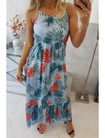 Šaty s motivem listů azurové barvy
