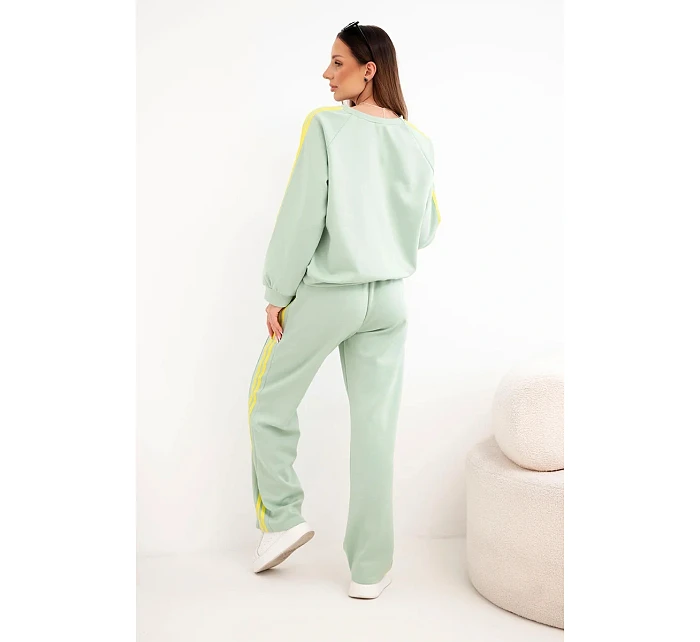 Dámská tepláková souprava Masełko s lampasy a volnou mikinou tmavě mátová