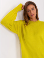Dámský limetkový oversize svetr s dlouhým rukávem