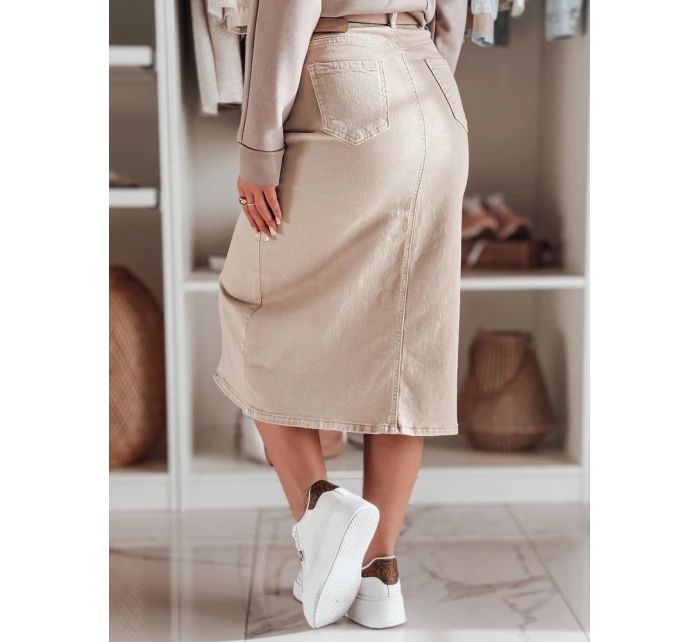 Džínová maxi sukně s rozparkem MIDIWAY béžová FashionStreet CY0479