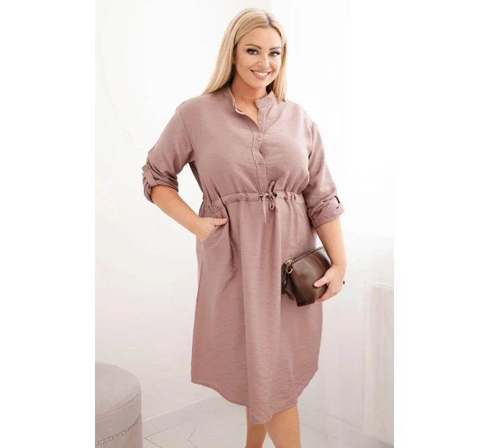 Dámská viskózová sukni Plus Size s knoflíky a vázáním v pase fango Dámská viskózová sukni Plus Size s knoflíky a vázáním v pase fango