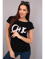 Dámská bavlněná halenka s potiskem CHIC černá