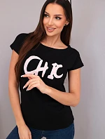 Dámská bavlněná halenka s potiskem CHIC černá