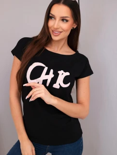 Dámská bavlněná halenka s potiskem CHIC černá