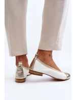 Zazoo 2890 Kožené baleríny bílo-zlaté