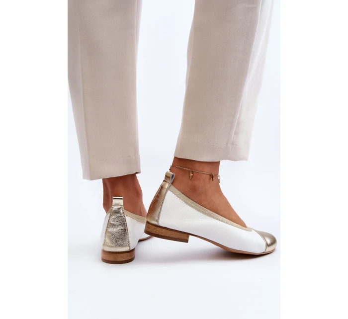 Zazoo 2890 Kožené baleríny bílo-zlaté