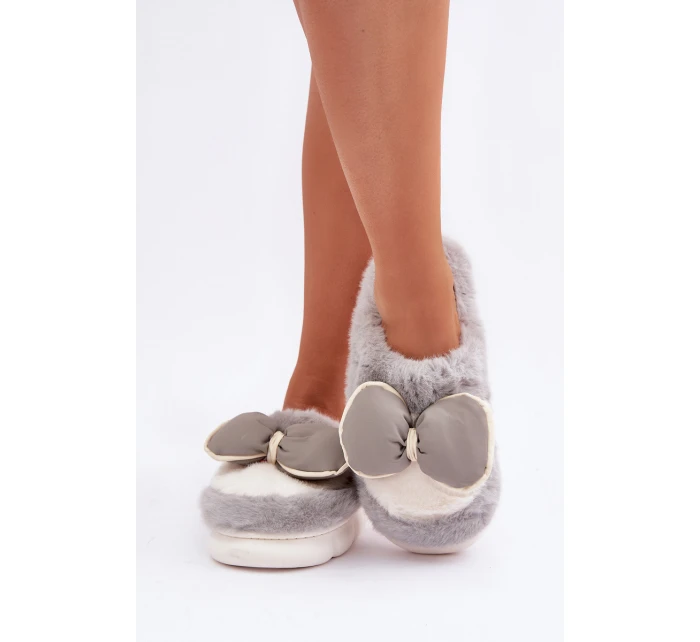 Pantofle S Mašlí Šedé model 21681727 - Boto Pantofle S Mašlí Šedé model 21681727 - Boto
