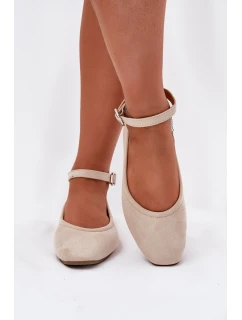 Eko Semišové Baletky S Páskem A Přezkou Béžové model 21698991 - Boto