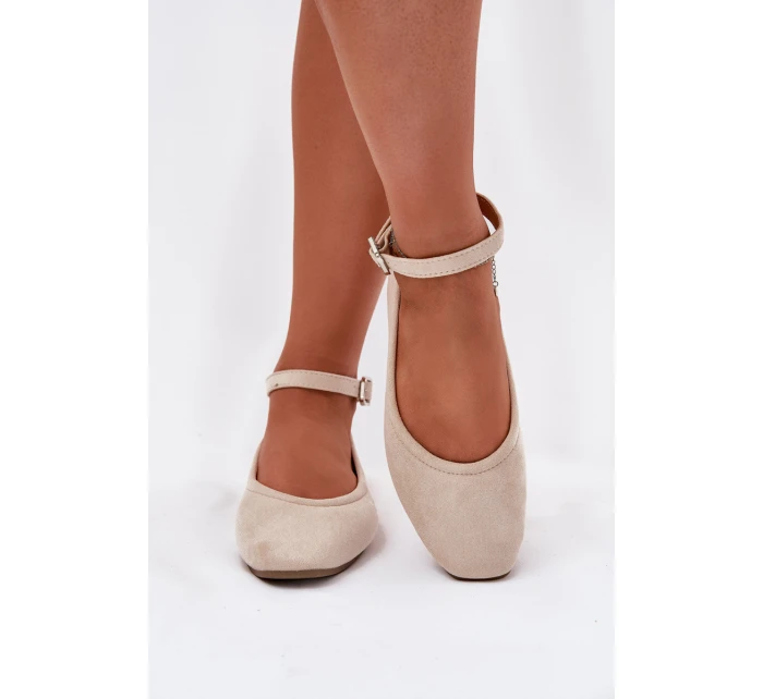 Eko Semišové Baletky S Páskem A Přezkou Béžové model 21698991 - Boto