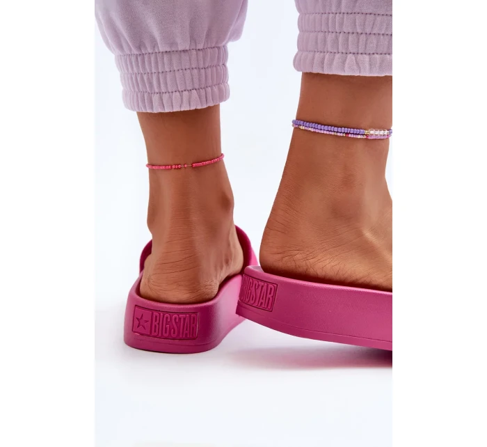 Dámské semišové skluzavky na platformě Big Star Fuchsia
