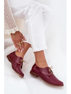 Dámské kožené elegantní šněrovací polobotky Zazoo – bordó