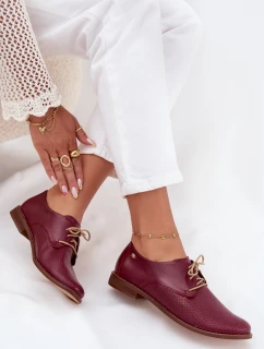 Dámské kožené elegantní šněrovací polobotky Zazoo – bordó