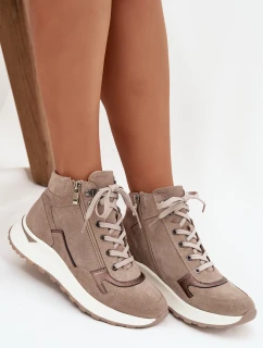 Dámské sportovní kotníkové boty na platformě z přírodního semiše Zazoo – béžové